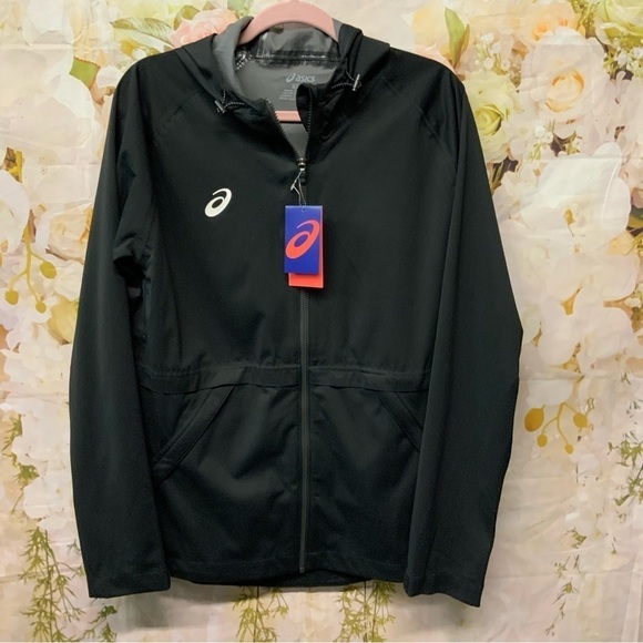 ASICS team Rain Jacket Black Size Small - Picture 1 of 4